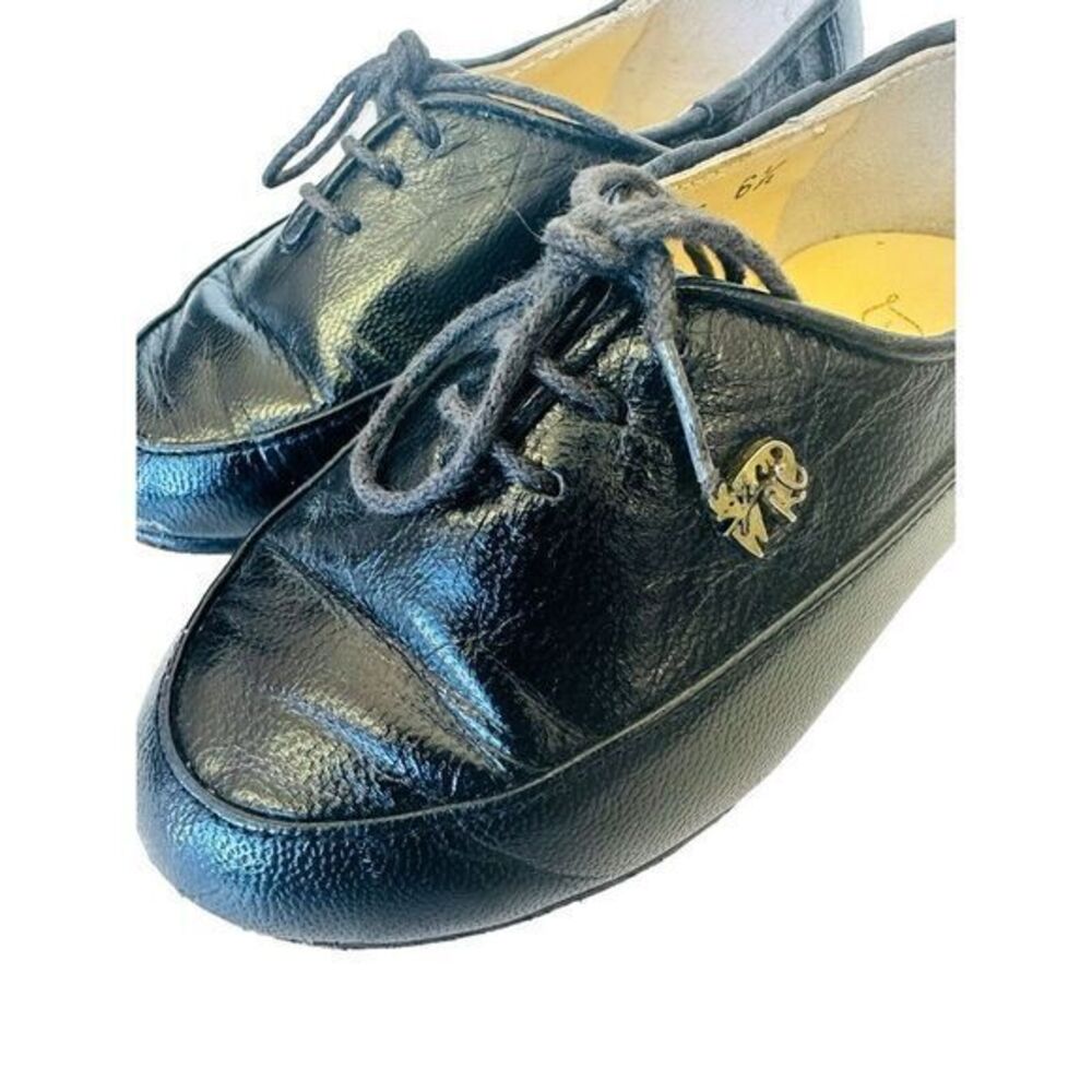 Vintage Louis Carmini Volpe Black Leather Childs Shoes 6 1/2 Dress Shoe Retro - Picture 11 of 13
